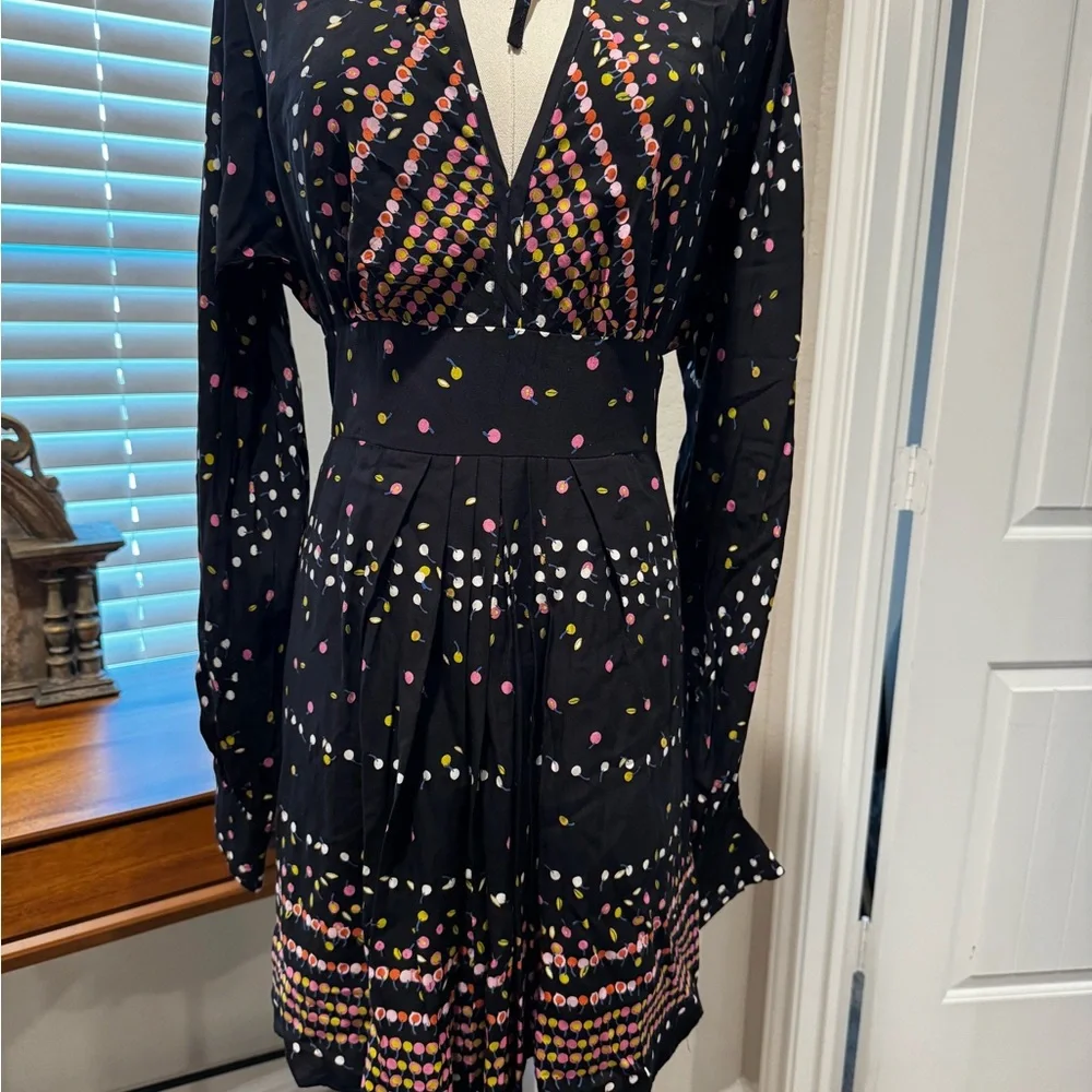 NWT Free People Coryn black patterned mini dress Size 10 - Picture 4 of 6